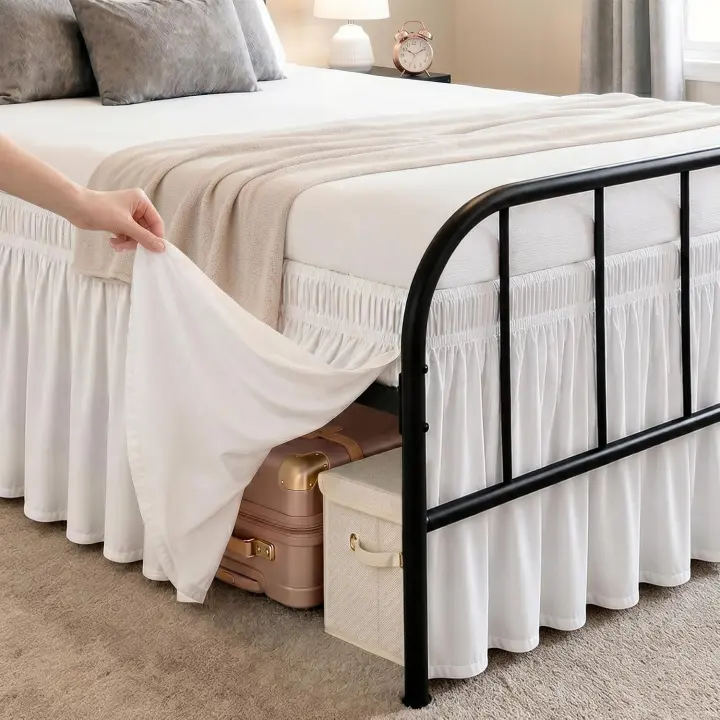 Queen Bed Skirt with Split Corners — 15 Inch Drop, White