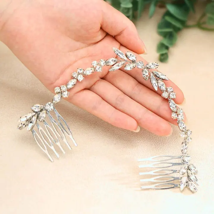 Silver Crystal Bridal Hair Comb — Decorative Wedding Headpiece