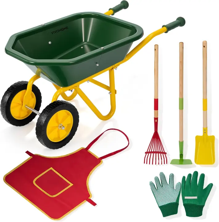 VIVOHOME 30-Inch Kids Wheelbarrow Play Set — 6-Piece (Ages 3–8)